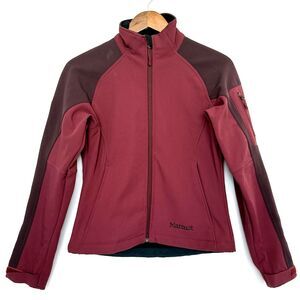 Marmot Jacket Womens Sz SP Burgundy Softshell Full Zip Fleece Lined Hiking Trail